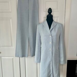 Modern Edge Light Blue Long Linen Jacket & Pant Set Size 6